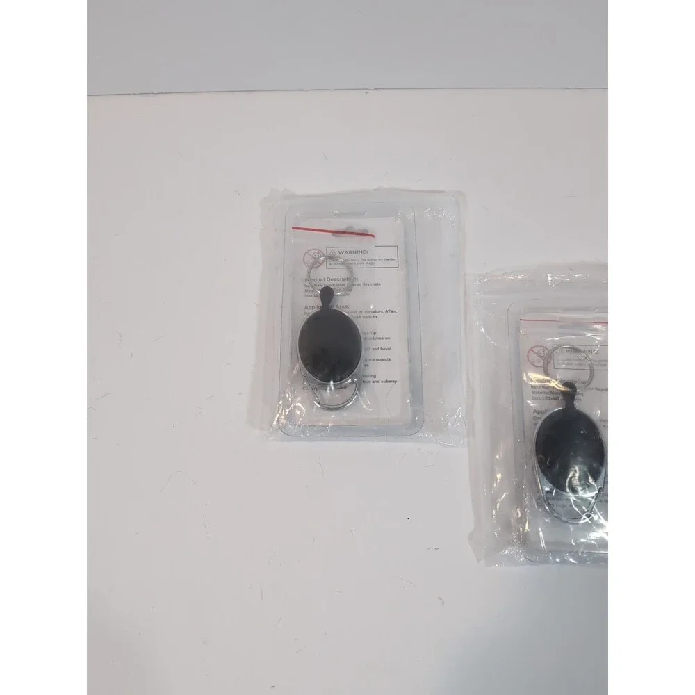 4x Lot No Touch Door Opener Tool And Retractable Keychain Zinc Alloy Silicone